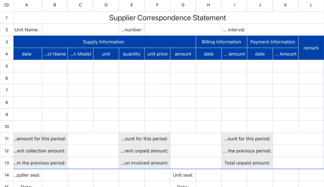 Supplier Correspondence Statement